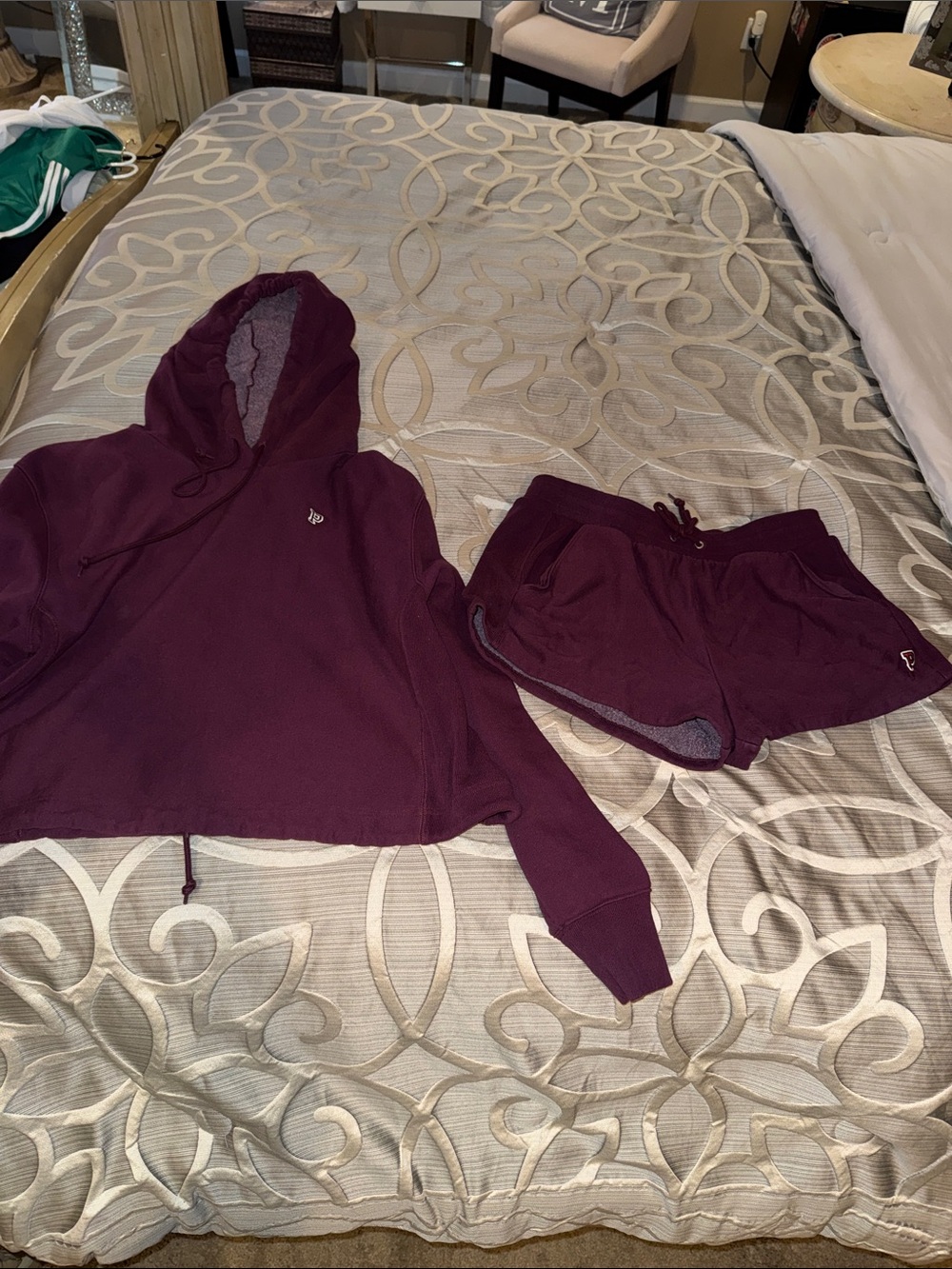PINK Victoria's Secret Plum Zip-Up Hoodie and shorts